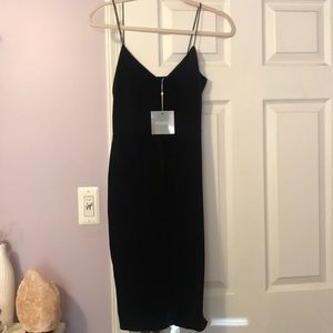 Black velvet midi dress